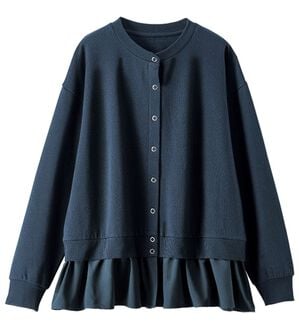 BELLUNA（ベルーナ）の「裏起毛素材ドッキングカーディガン（その他カーディガン）」｜ネイビー