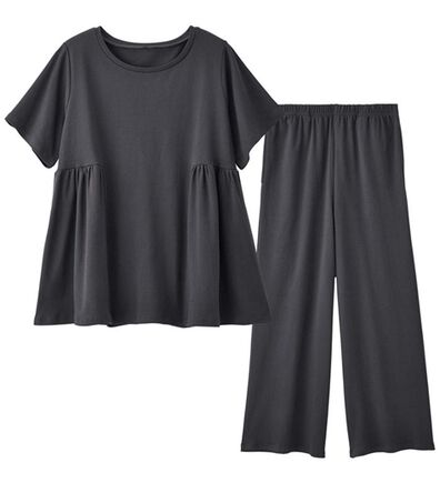 YU'NOW（ユナウ）の「【上下２点セット】コットン１００％シルケットスムースルームウェアセット（パジャマ・ルームウェア）」