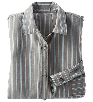 BELLUNA（ベルーナ）の「＜ＳＯＬＯＴＥＸ（Ｒ）＞ストレッチビッグシャツ（シャツ）」｜茶系ストライプ