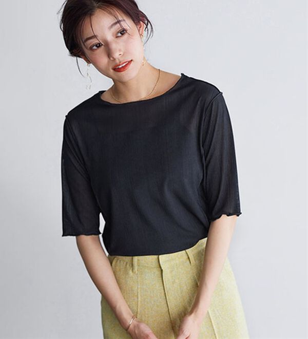 Pierrot（ピエロ）の「５分袖メロートップス（カットソー）」｜詳細画像