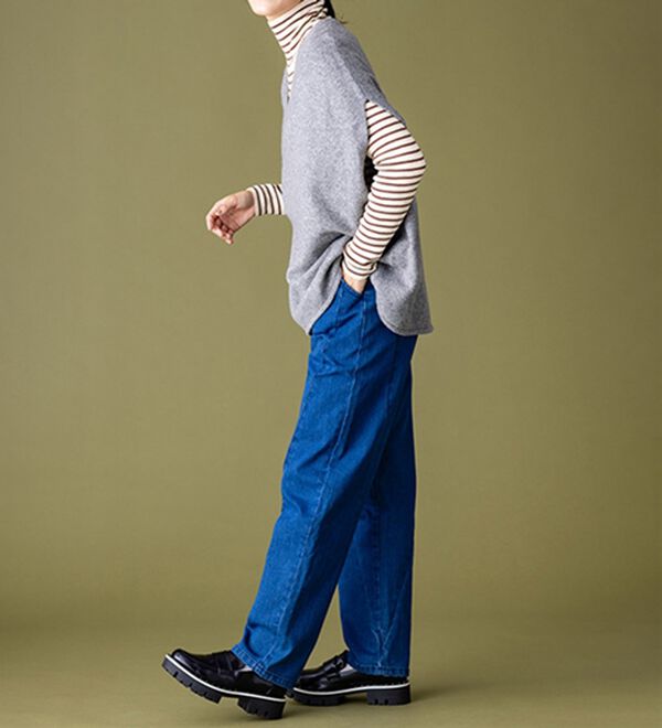 BELLUNA（ベルーナ）の「＜＆ｃｏｃｏｃｈｉ＞ハピネスコットン100％&times;吸湿発熱リブタートルニット（ニット・セーター）」｜詳細画像