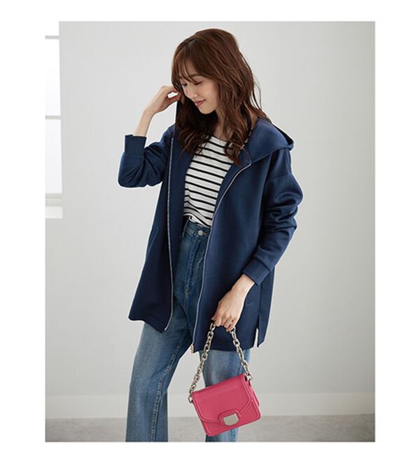 BELLUNA（ベルーナ）の「フードデザインとろみ素材ジップアップパーカー（パーカー）」｜詳細画像