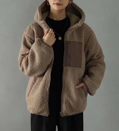 A HAPPY MARILYN（アハッピーマリリン）の「【Ｌ～８Ｌ】中綿入りボアフードブルゾン（ブルゾン）」