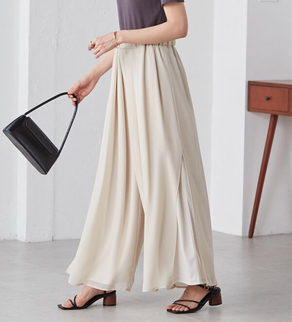 RANAN（ラナン）の「ひんやり！サイドスリットシフォンパンツ（フルレングスパンツ）」｜詳細画像