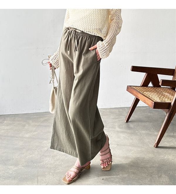 GeeRA（ジーラ）の「麻入りリラックスワイドパンツ（ワイドパンツ・ガウチョ）」｜詳細画像