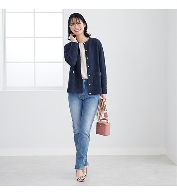 BELLUNA（ベルーナ）の「ラクなのにきちんと見え！カットツイード素材カーディガン（その他カーディガン）」｜詳細画像