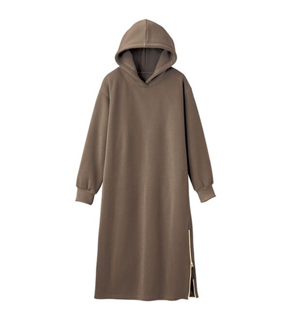 GeeRA（ジーラ）の「裏起毛裾ファスナーパーカーワンピース（カットソーワンピース）」｜詳細画像