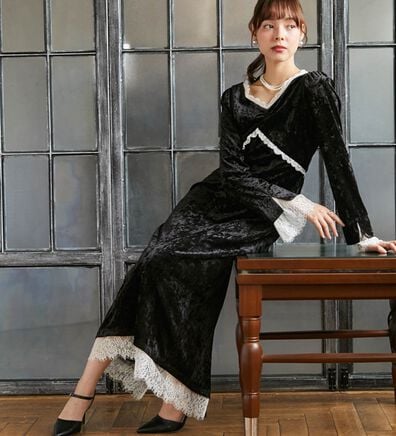 RANAN（ラナン）の「レーストリムベロアドレス（その他ワンピース）」