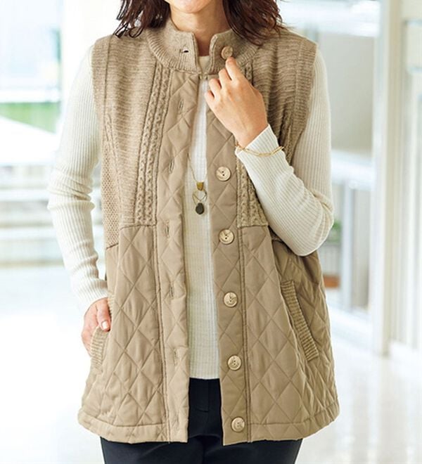 編地変化ニット切替中わたベスト - ベルーナ【公式】