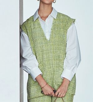 RANAN（ラナン）の「深Ｖツイードベスト（チュニック）」｜ライム