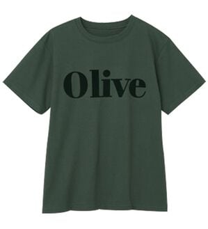 RANAN（ラナン）の「フロッキープリントロゴＴ（Tシャツ）」｜チャコール(OLIVE)