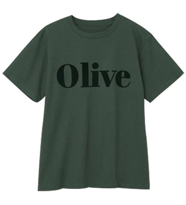 RANAN（ラナン）の「フロッキープリントロゴＴ（Tシャツ）」｜チャコール(OLIVE)