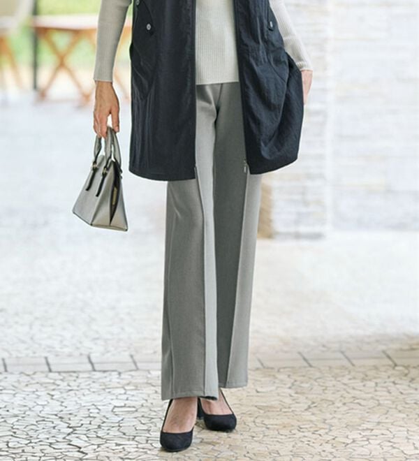 BELLUNA（ベルーナ）の「お出かけ静電防止ストレッチパンツ（フルレングスパンツ）」｜杢グレー