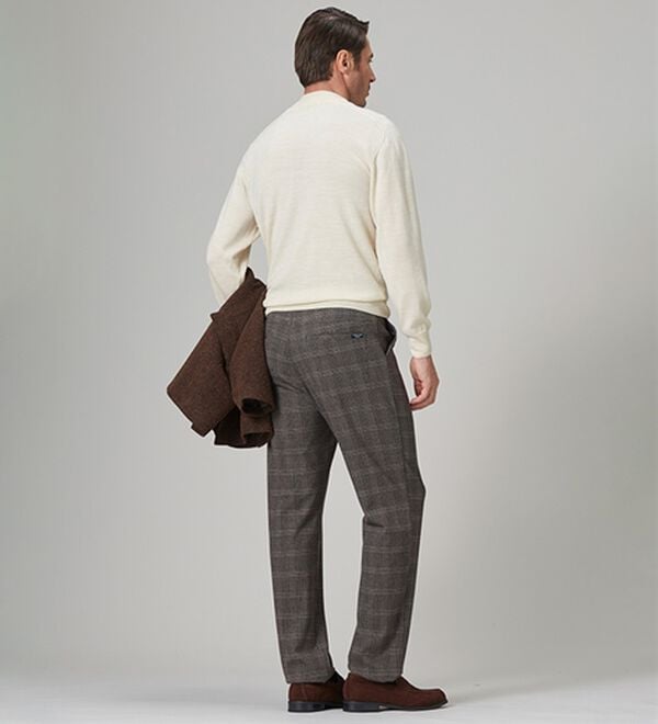 「＜コムルヴァン・オム＞チェック柄グッとラクパンツ（メンズフルレングスパンツ）」｜詳細画像