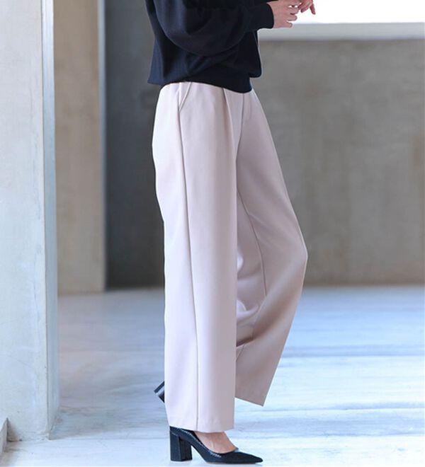 RANAN（ラナン）の「【選べる２丈】機能付！美脚シルエットセンタープレスワイドパンツ（フルレングスパンツ）」｜詳細画像