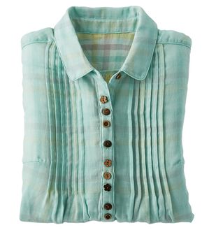 BELLUNA（ベルーナ）の「綿１００％ダブルガーゼブラウス（ブラウス）」｜セージ