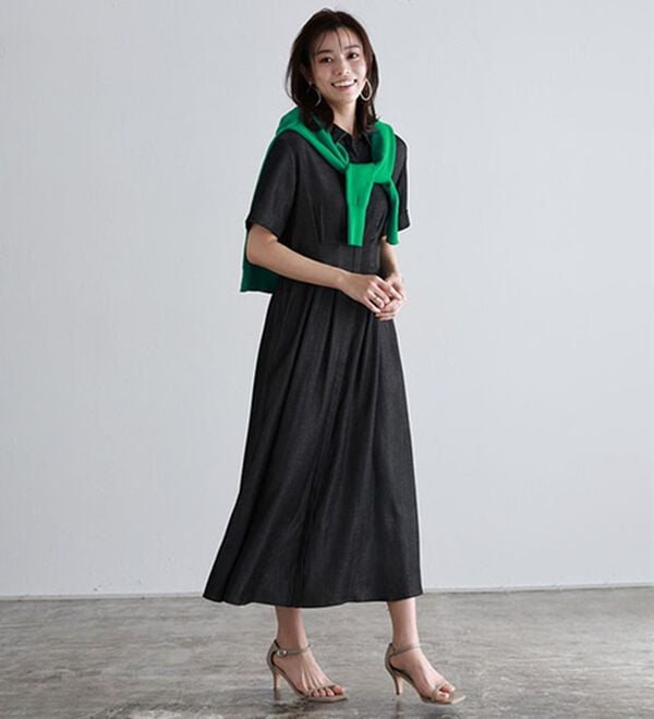 Pierrot（ピエロ）の「上品見えウエストタックシャツワンピース（カットソーワンピース）」｜詳細画像