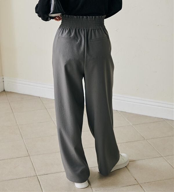 RANAN（ラナン）の「ウエストシャーリングギャザーパンツ（ワイドパンツ・ガウチョ）」｜詳細画像