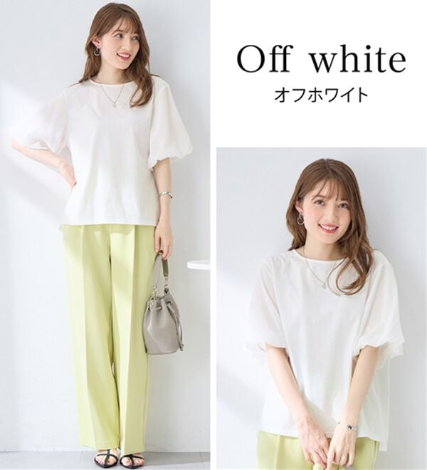 alotta（アロッタ）の「さらりと軽い袖異素材バルーンＴシャツ（カットソー）」｜詳細画像