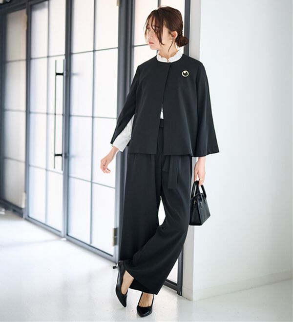 RANAN（ラナン）の「【２点セット】防しわ！洗える！ケープライクジャケットセットアップ（パンツスーツ）」｜詳細画像