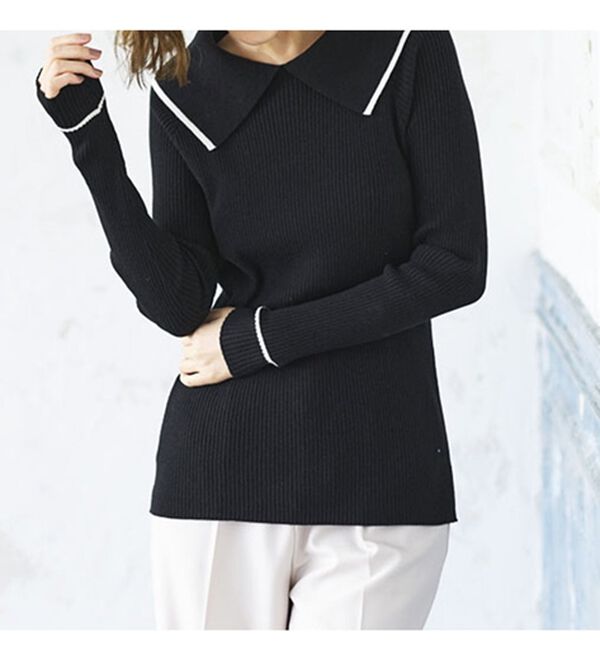 GeeRA（ジーラ）の「ビッグカラーデザインリブニット（ニット・セーター）」｜詳細画像