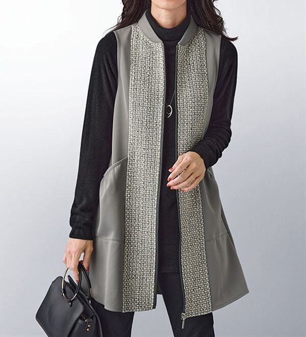BELLUNA（ベルーナ）の「ツイード調切替デザインベスト（ベスト）」｜詳細画像