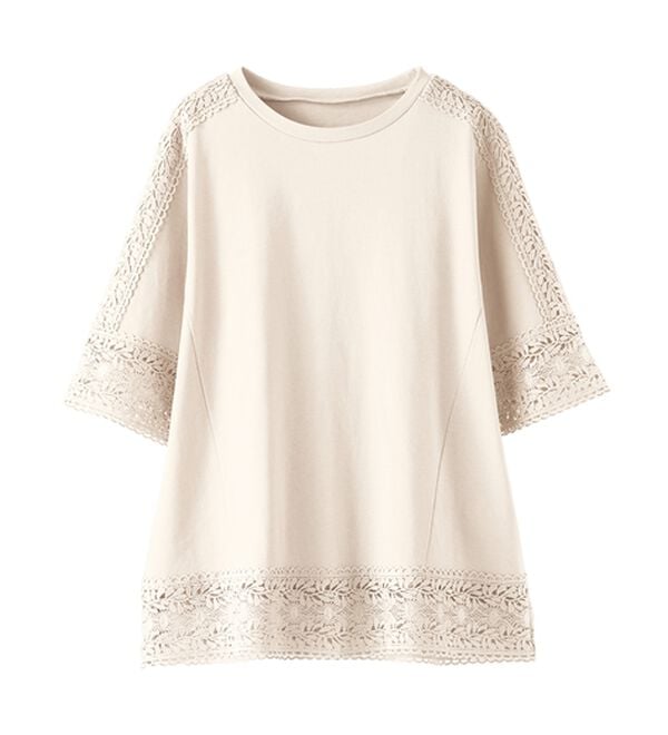 BELLUNA（ベルーナ）の「リーフ柄レース使いプルオーバー（カットソー）」｜詳細画像