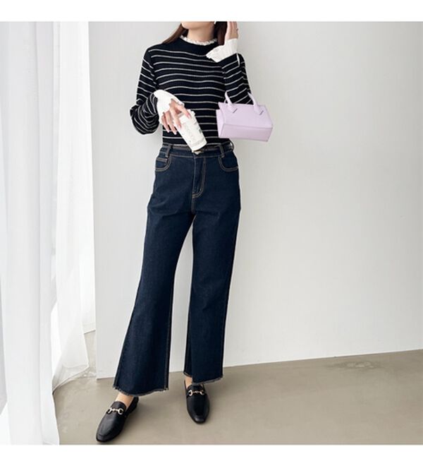 GeeRA（ジーラ）の「プリーツ付ハイネックリブニットトップス（ニット・セーター）」｜詳細画像