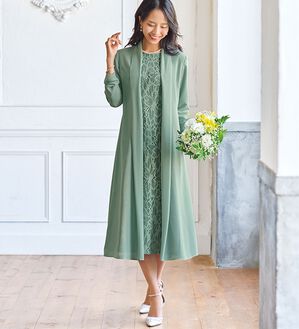 BELLUNA（ベルーナ）の「ロングジャケット花柄レースワンピースアンサンブル（ワンピースセットスーツ）」｜詳細画像