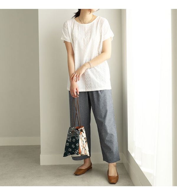 BELLUNA（ベルーナ）の「幾何柄&times;花柄レース使いプルオーバー（カットソー）」｜詳細画像