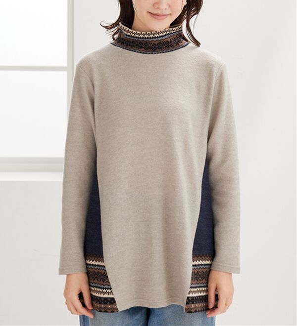 BELLUNA（ベルーナ）の「杢調サイド切替ノルディックチュニック（チュニック）」｜詳細画像