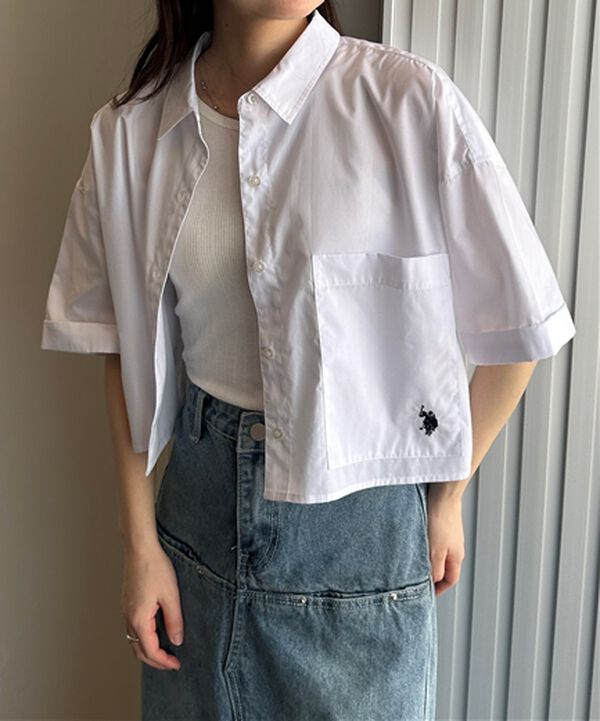 RANAN（ラナン）の「＜U.S.POLO ASSN.＞ ビックポケットクロップドシャツ（シャツ）」｜オフホワイト
