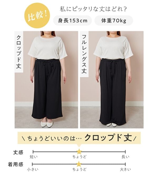 alotta（アロッタ）の「【選べる丈】のびのびストレッチリブワイドパンツ（クロップドパンツ）」｜詳細画像