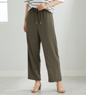 BELLUNA（ベルーナ）の「【快適Ｌａｂ．】お手入れ楽々ビンテージ調素材ワイドパンツ（ワイドパンツ・ガウチョ）」｜カーキ