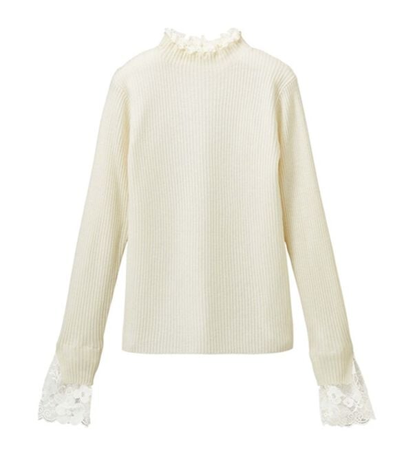 GeeRA（ジーラ）の「大人可愛い！レースが上品なハイネックニット（ニット・セーター）」｜詳細画像