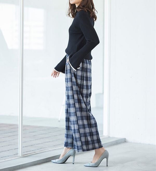 柔らかあったか！裏起毛ロングフレアガウチョパンツ - ベルーナ【公式】