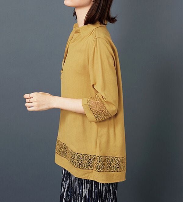 BELLUNA（ベルーナ）の「袖＆裾レースデザインシャツチュニック（チュニック）」｜詳細画像