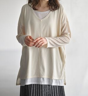 RANAN（ラナン）の「レイヤード風ニットソーチュニック（チュニック）」｜アイボリー