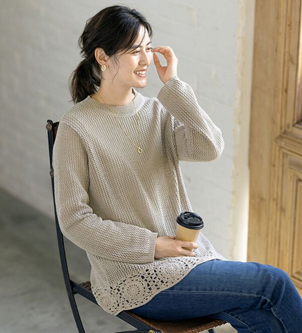 ルフラン（ルフラン）の「【２色組】かぎ編み上品メッシュニット（ニット・セーター）」｜詳細画像