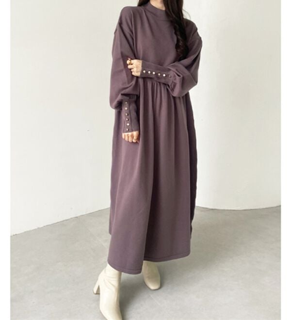 GeeRA（ジーラ）の「フィット＆フレアーニットワンピース（ニットワンピース）」｜詳細画像