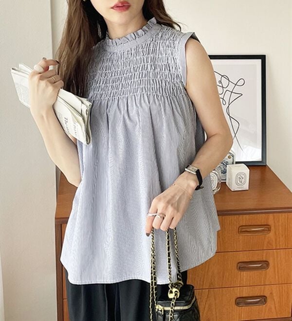 GeeRA（ジーラ）の「ストライプシャーリングブラウス（アンサンブル）」｜詳細画像