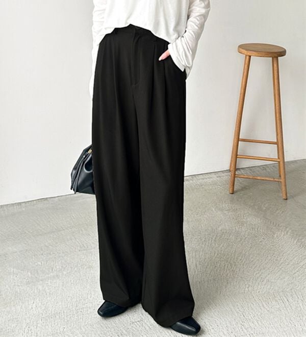 GeeRA（ジーラ）の「着心地抜群！ハイウエストダブルタックワイドパンツ（フルレングスパンツ）」｜詳細画像