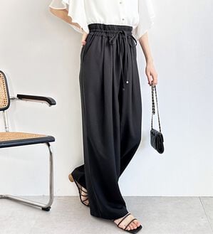 GeeRA（ジーラ）の「【体型カバー】上品なのにラクちんワイドパンツ（フルレングスパンツ）」｜ブラック