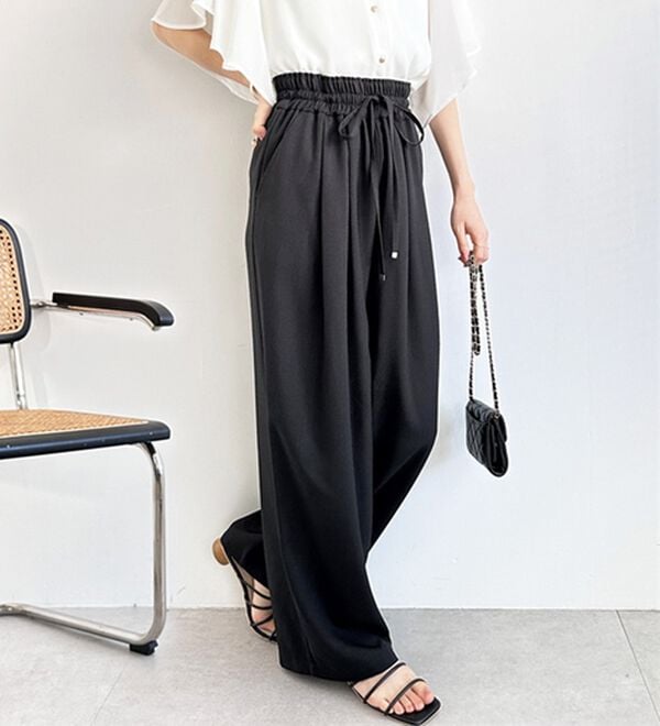 GeeRA（ジーラ）の「【体型カバー】上品なのにラクちんワイドパンツ（フルレングスパンツ）」｜ブラック