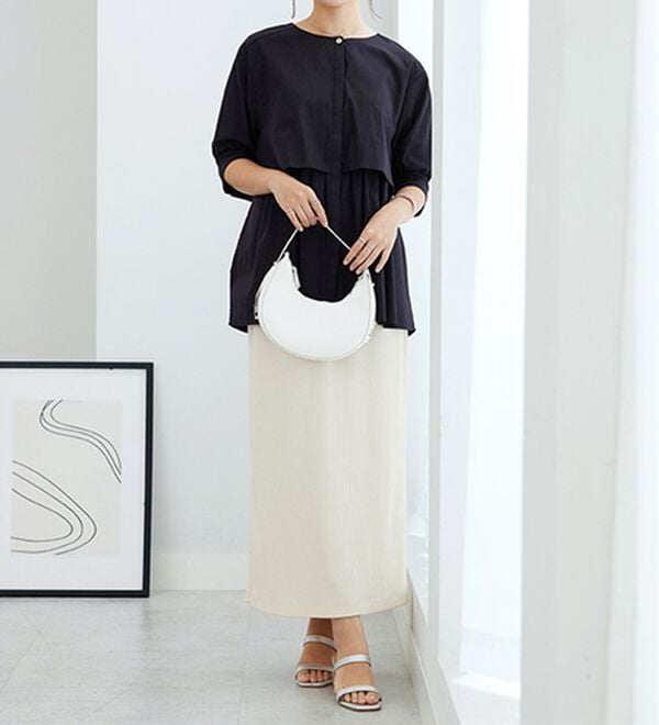 GeeRA（ジーラ）の「【華奢見え】羽織にもなる！ペプラムシャツチュニック（チュニック）」｜詳細画像