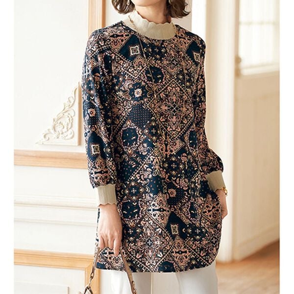 BELLUNA（ベルーナ）の「レース使いプリントチュニック（チュニック）」｜詳細画像
