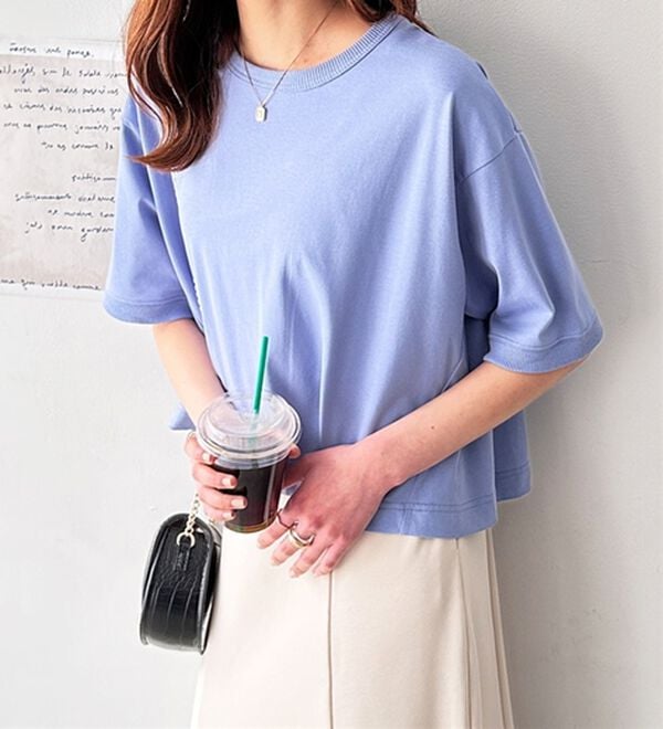 GeeRA（ジーラ）の「綿混素材クロップドＴシャツ（Tシャツ）」｜詳細画像