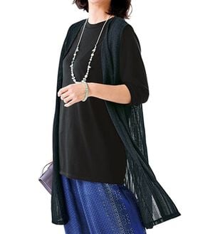 ルフラン（ルフラン）の「さらり夏素材ベスト＆チュニックアンサンブル（アンサンブル）」｜黒系