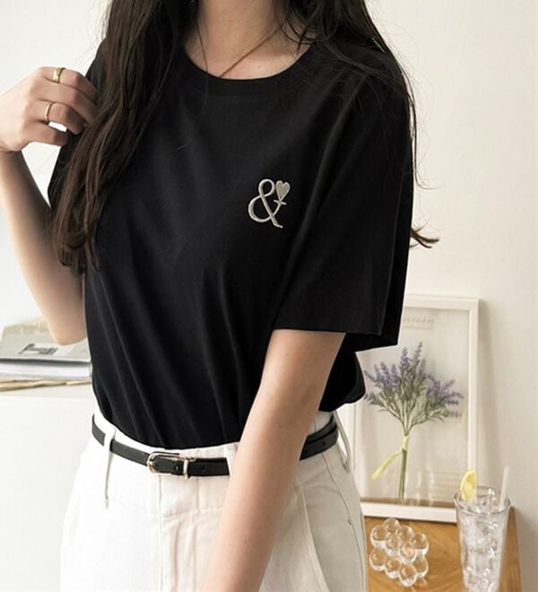 GeeRA（ジーラ）の「アンドハート刺しゅうＴシャツ（Tシャツ）」｜詳細画像