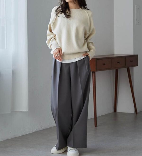 RANAN（ラナン）の「パチパチしにくい！大人のきれいめトレーナーニット（ニット・セーター）」｜詳細画像